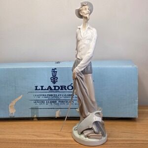 Retired Lladro 12" #4854 Don Quixote Standing With Sword Glossy Figurine & Box